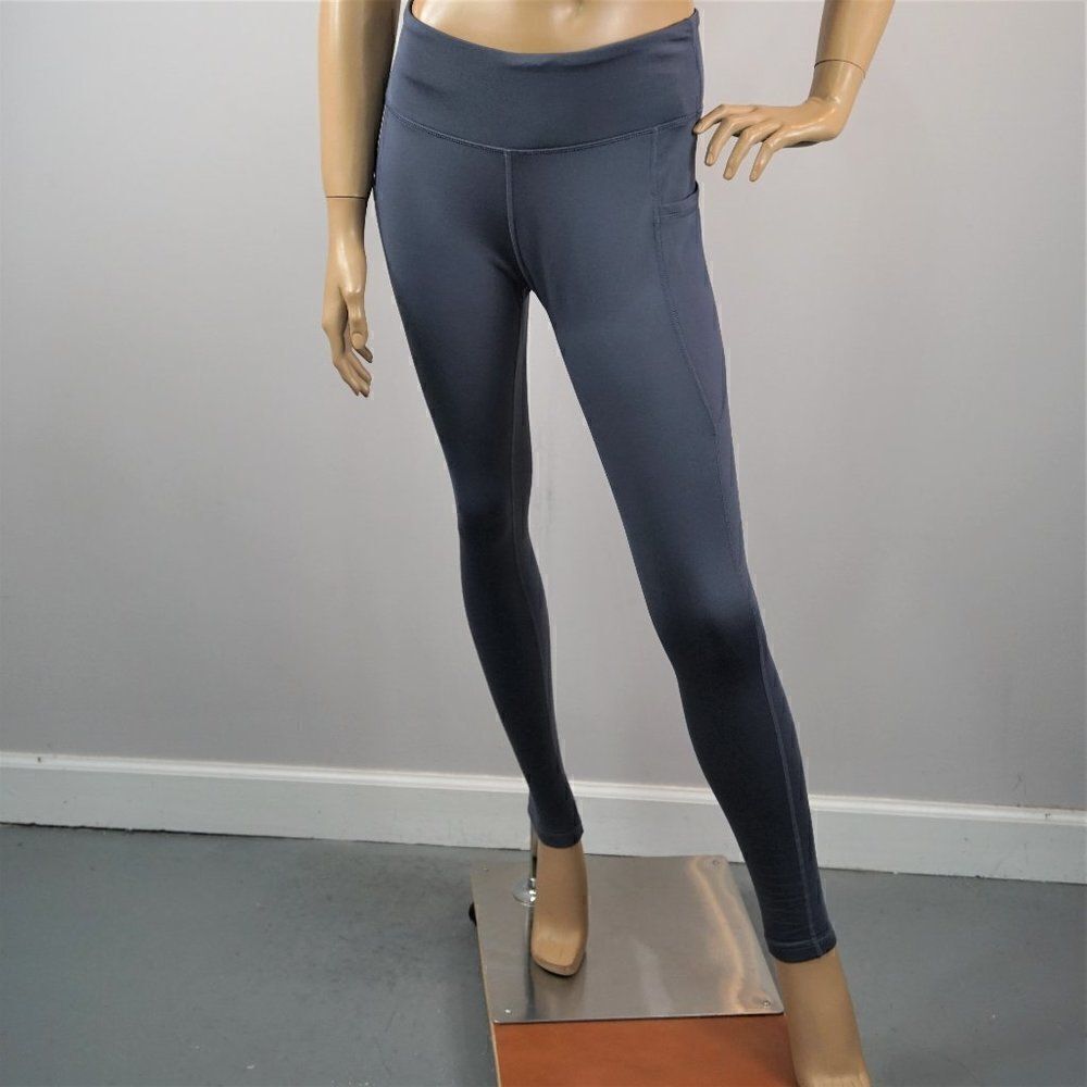 FitsT4 High Waisted Yoga Legging Gray Workout Pants Phone Pockets Womens Sz M